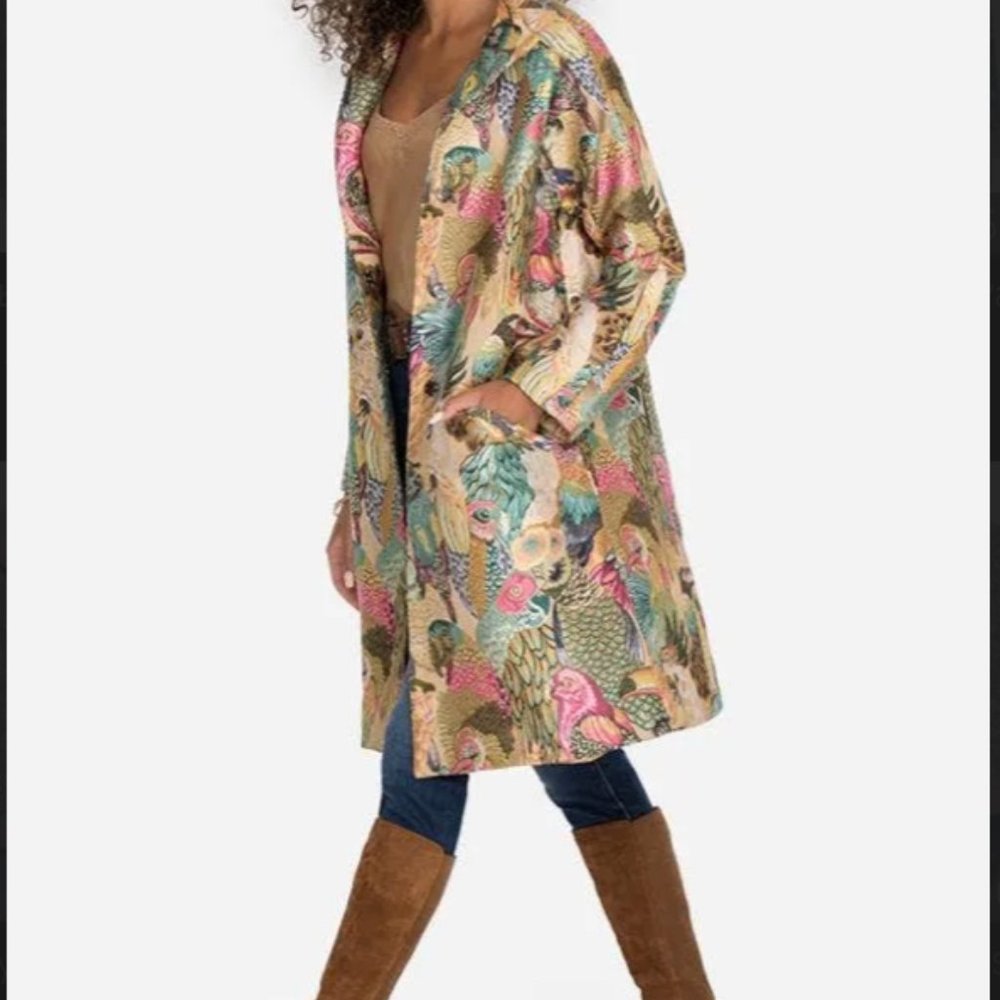 Johnny Was Avifauna Jacquard Coat Duster